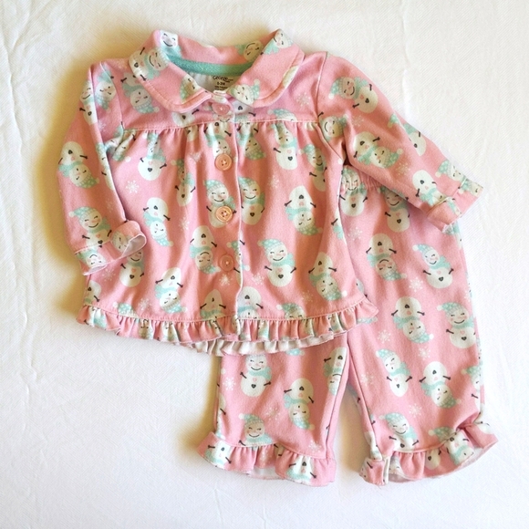 george pink snowman 2-piece winter pajama set 3 months baby girl - Picture 1 of 7